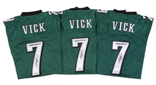 Lot of (10) Michael Vick Signed Philadelphia Eagles Home "Redemption" Jerseys